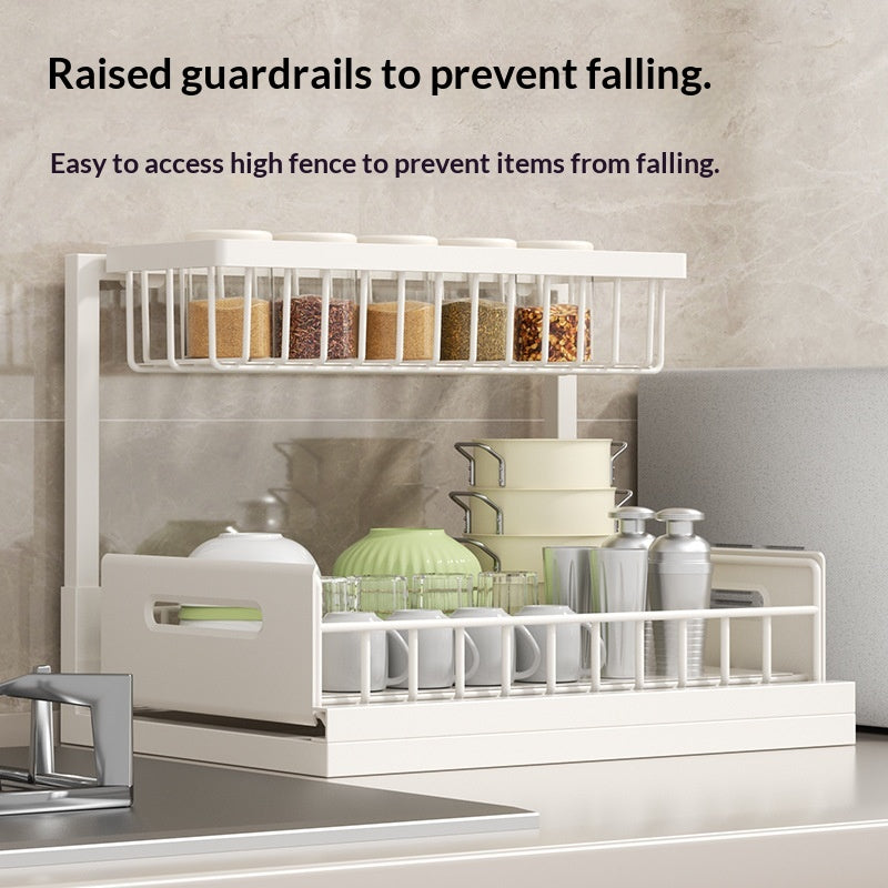 OVENIQO Expandable Under-Sink Organizer in use